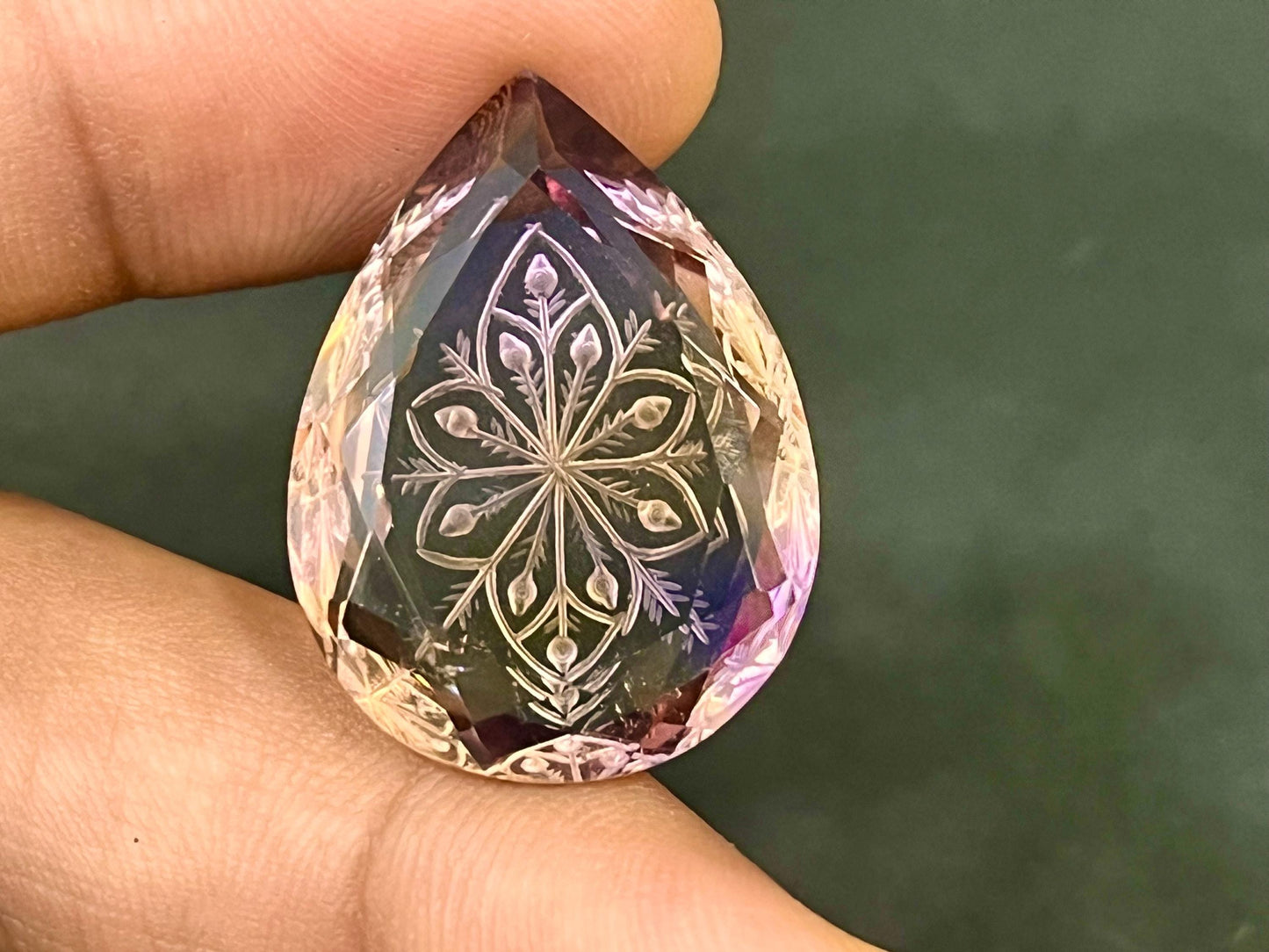 Natural Ametrine Handcarved Fantasy cut reverse carving