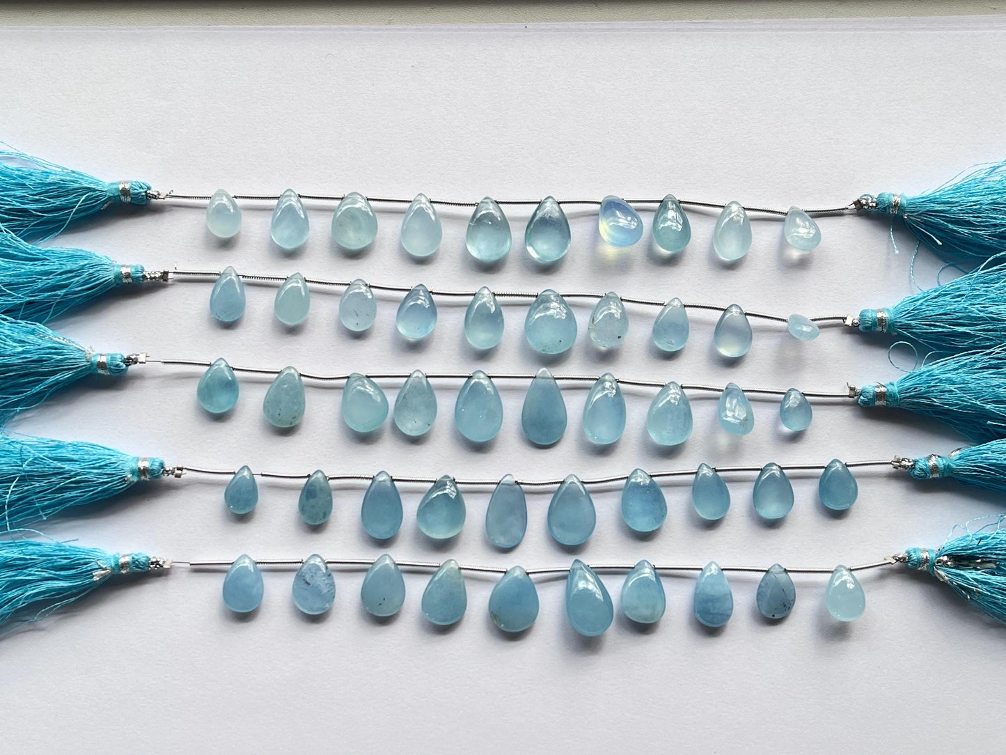 Blue Aquamarine Smooth pear Briolette Beads