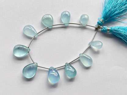 Blue Aquamarine Smooth pear Briolette Beads