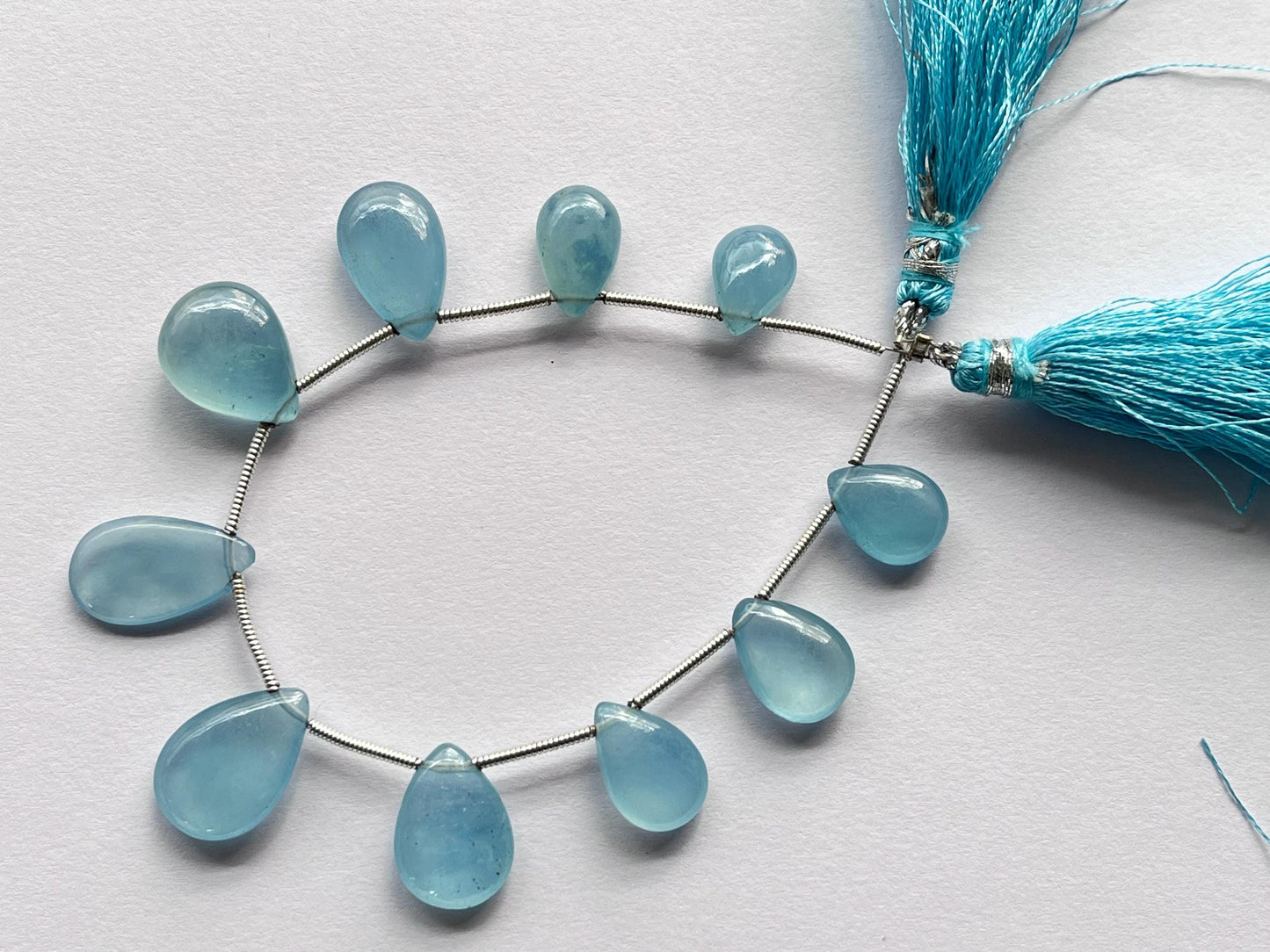 Blue Aquamarine Smooth pear Briolette Beads