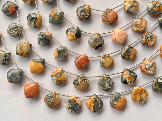 Natural Maligano Jasper Slanted Shape Smooth Briolette Beads