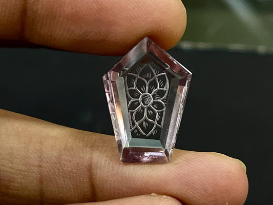 Natural Pink Amethyst Handcarved Fantasy cut reverse carving