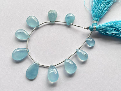 Blue Aquamarine Smooth pear Briolette Beads