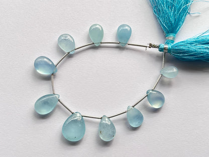 Blue Aquamarine Smooth pear Briolette Beads