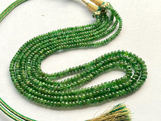 Natural Green Tsavorite Smooth Rondelle shape beads, Tsavorite beads, 16 Inch String, 3mm to 5mm