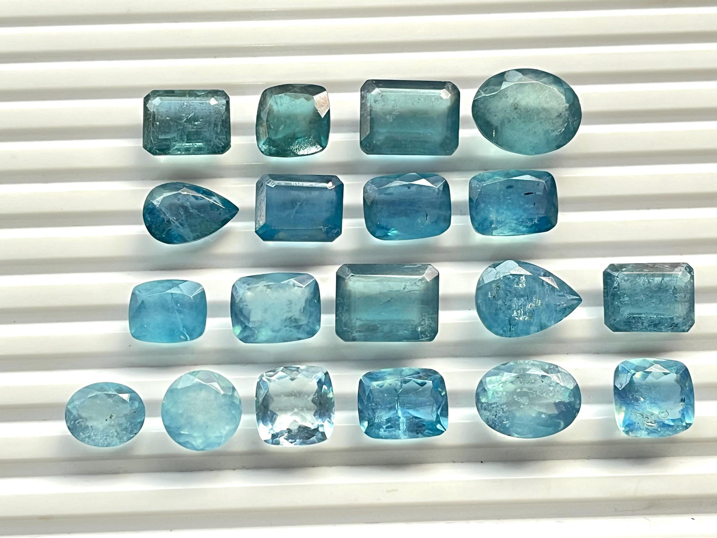 Natural Blue Aquamarine stabilised treatment mix Shape gemstone set, Aquamarine loose gemstones for jewelry making, 159.10 Carats, 19 Pieces