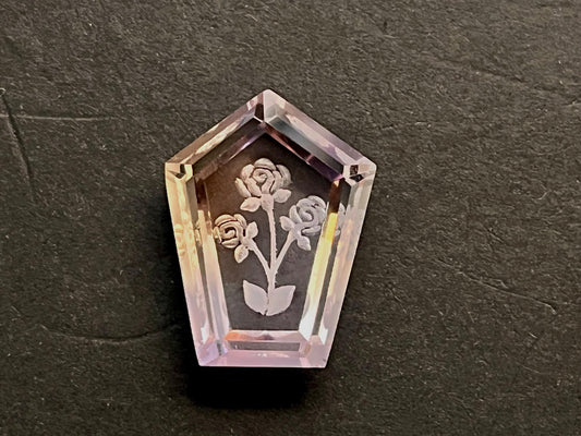 Hand carved Ametrine Fantasy cut reverse carving, Ametrine Carving, 19.25 Carats, 22x17x7mm, Natural Ametrine, Ametrine Gemstone