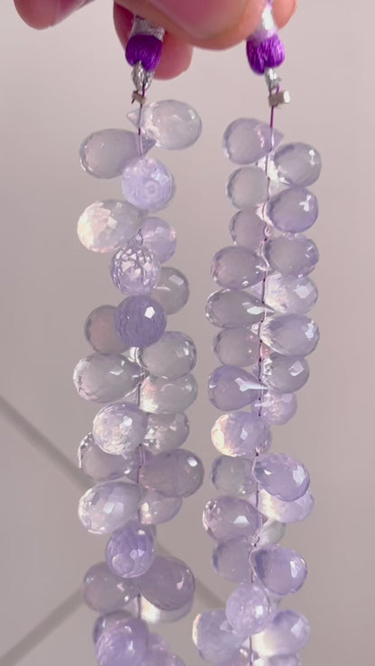 Lavender Quartz faceted teardrop beads