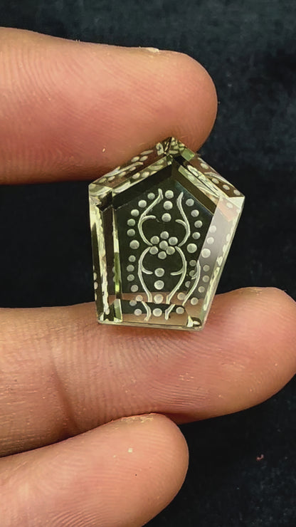 Green Amethyst Fabulous Handcarved Fantasy cut carving