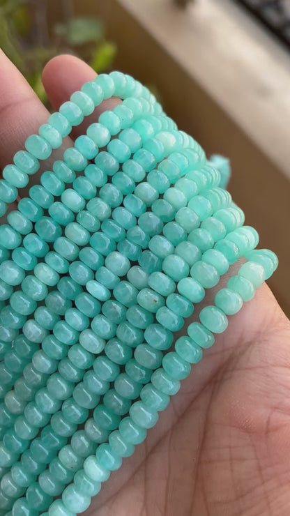 Natural Blue Amazonite Smooth Rondelle Beads