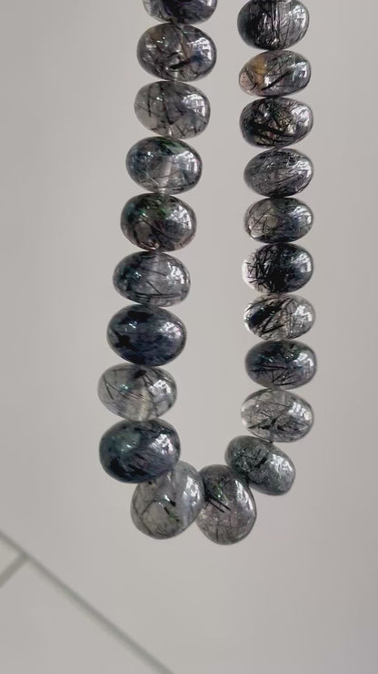 AAA Black Rutile Smooth Rondelle Shape Beads