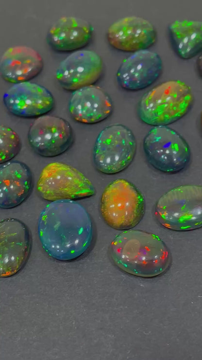 Natural Ethiopian Black Opal, Smooth Black Opal Cabochon