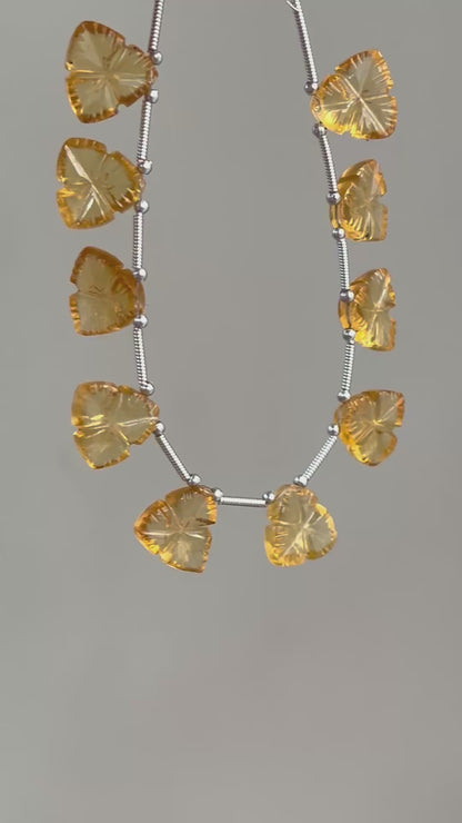 Natural Citrine flower carved Beads