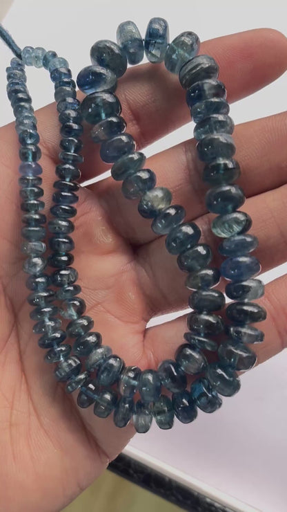 Blue Kyanite Smooth Rondelle Shape Beads