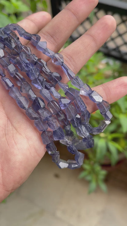 Natural Iolite Beads Uneven Shape Faceted Tumbles