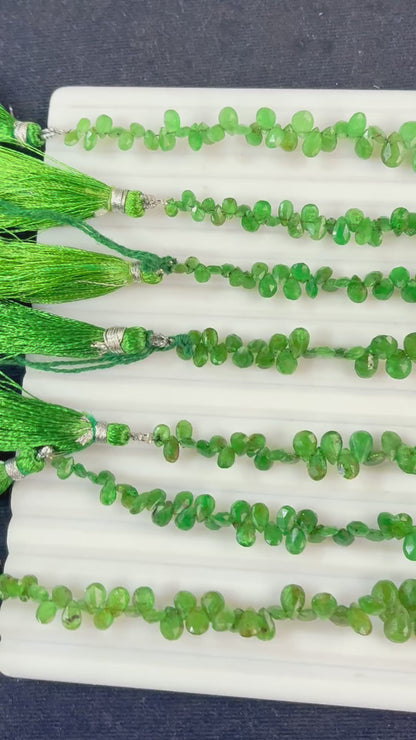 Green Tsavorite Garnet Faceted Pear Shape Briolette Beads