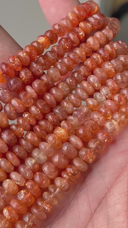 Natural Oregon Sunstone Smooth Rondelle Beads