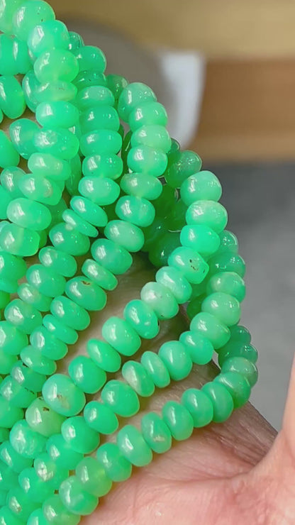 Natural Chrysoprase Smooth Rondelle Beads