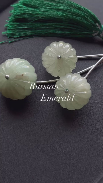 Natural Russian Emerald Hand carved Melons Shape beads