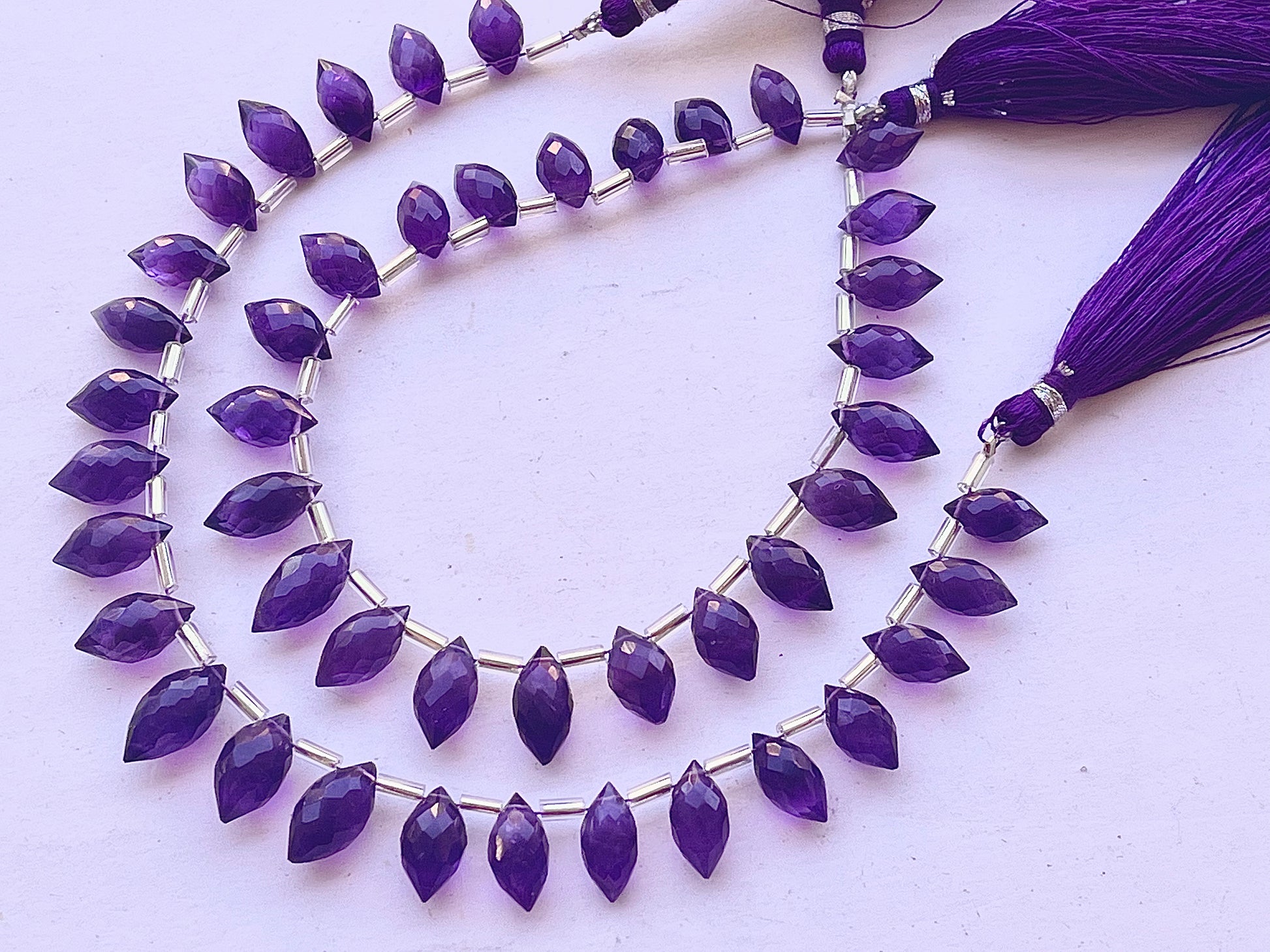 Amethyst Rice Shape Faceted Drops, 23 Pieces | 6x11mm to 7x14mm - Beadsforyourjewelry