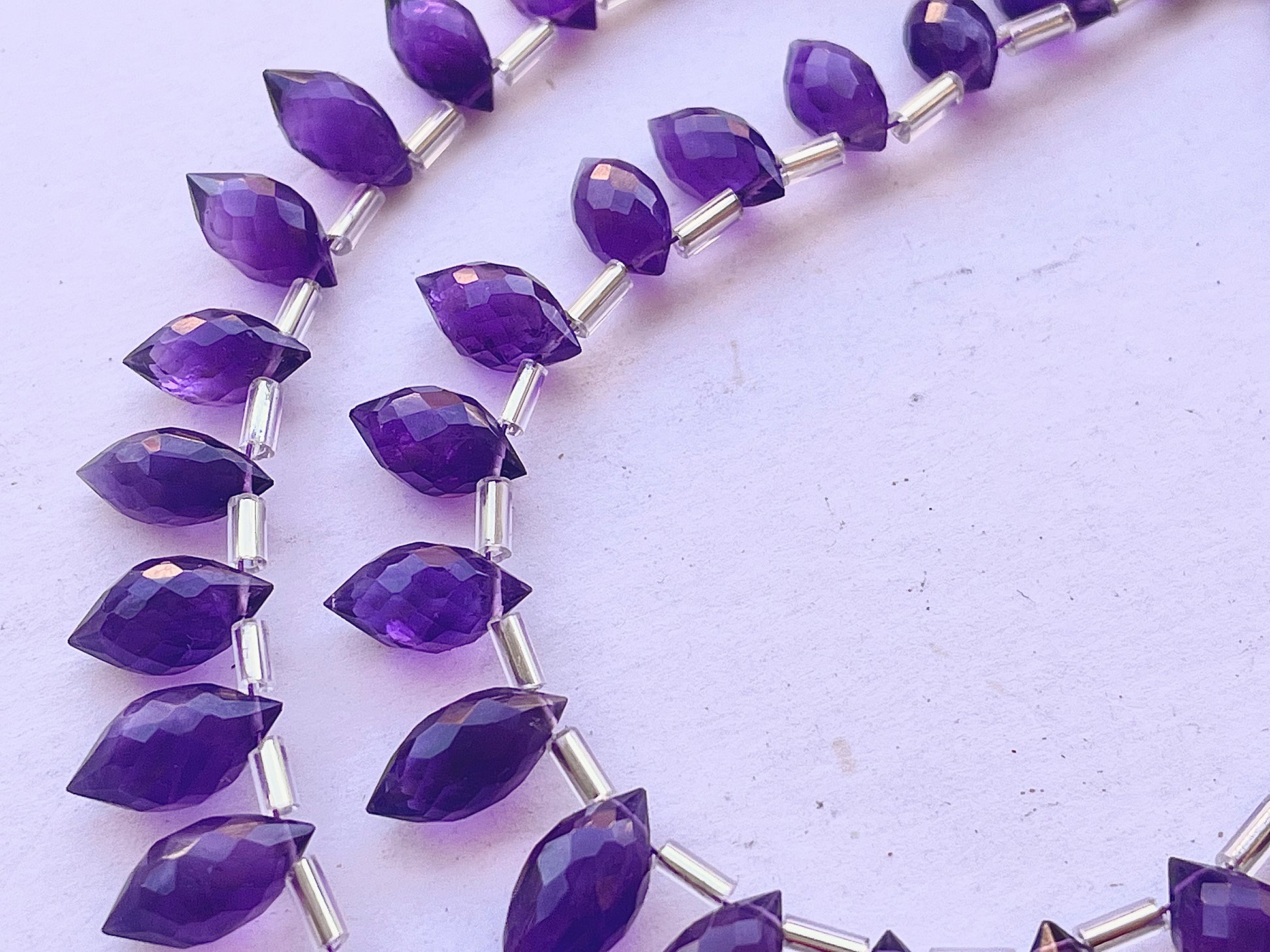 Amethyst Rice Shape Faceted Drops, 23 Pieces | 6x11mm to 7x14mm - Beadsforyourjewelry