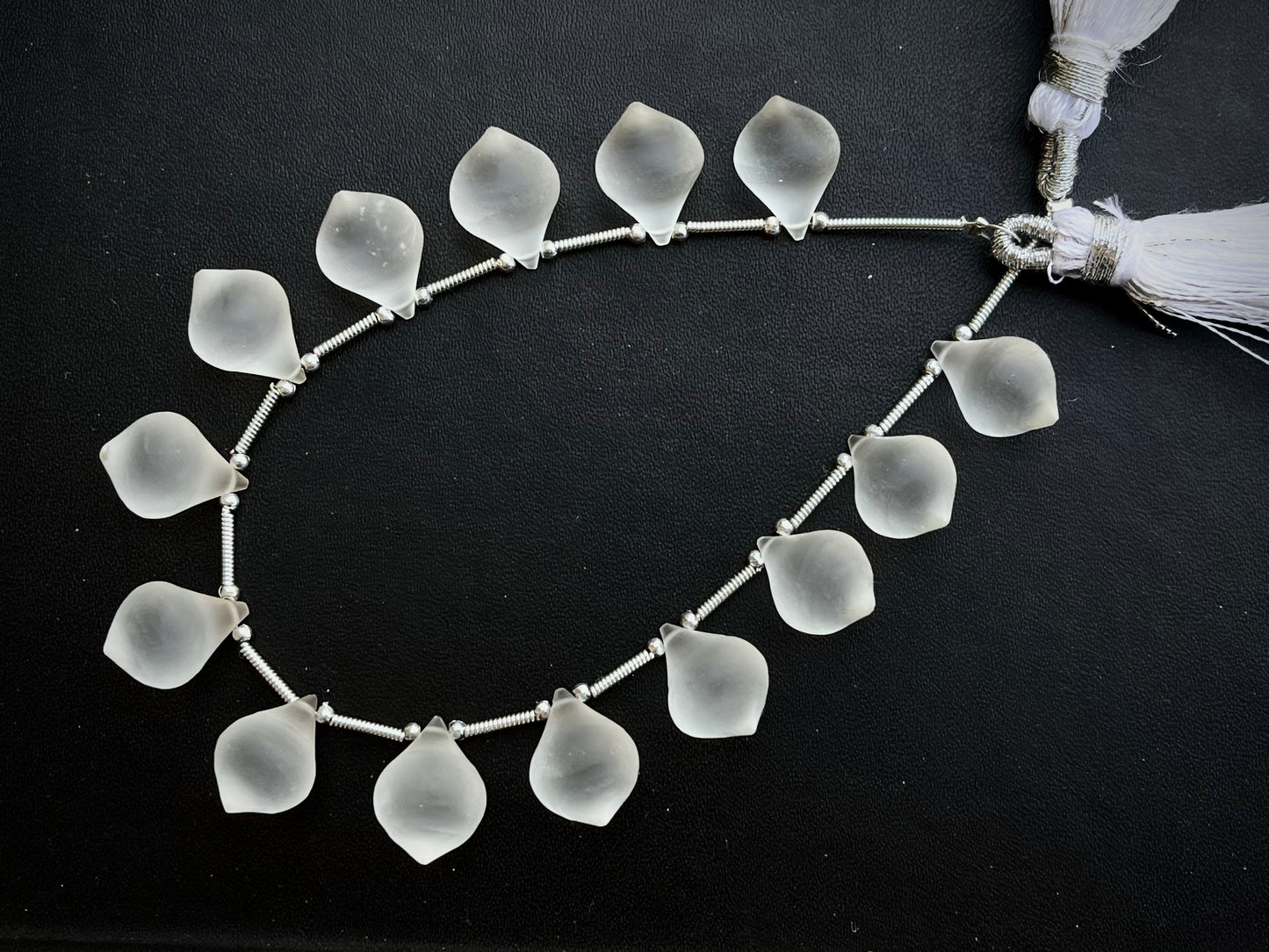 Crystal Quartz Slanted Drops Frosted - Beadsforyourjewelry